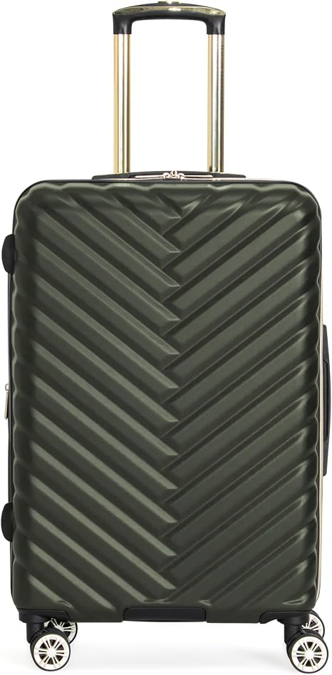 Kenneth Cole REACTION Madison Square Lightweight Hardside Chevron Expandable Spinner Luggage, Olive, 24-Inch Checked