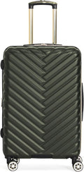Kenneth Cole REACTION Madison Square Lightweight Hardside Chevron Expandable Spinner Luggage, Olive, 24-Inch Checked