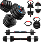 Adjustable dumbbell set,20/35/45/55/70/90lbs Free Weights set with upgraded nut, 5 in 1 Weight Set Used as Kettlebells, Barbell, Push up Stand, Fitness Exercise for Home Gym Suitable Men/Women