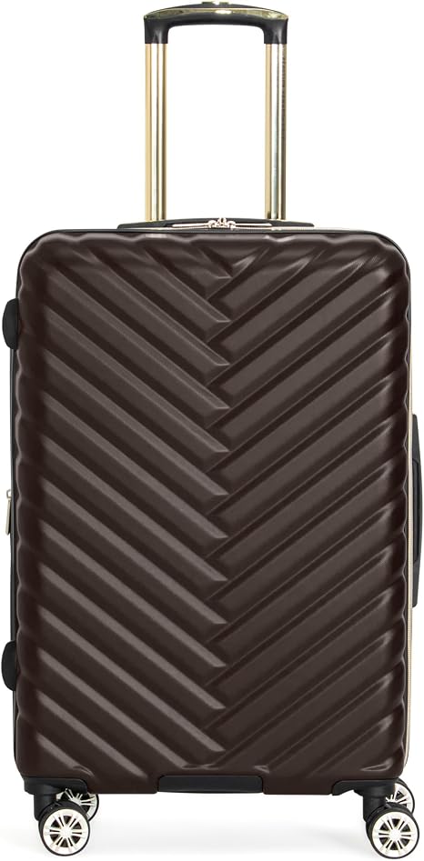 Kenneth Cole REACTION Madison Square Lightweight Hardside Chevron Expandable Spinner Luggage, Olive, 24-Inch Checked