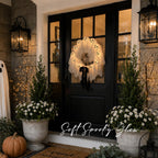 Halloween Decorations Outdoor - Cute Lit Ghost Wreath